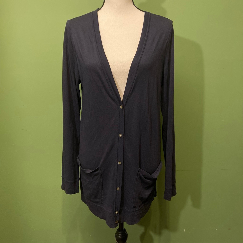 J.CREW Navy V-Neck Button-Front Cardigan M